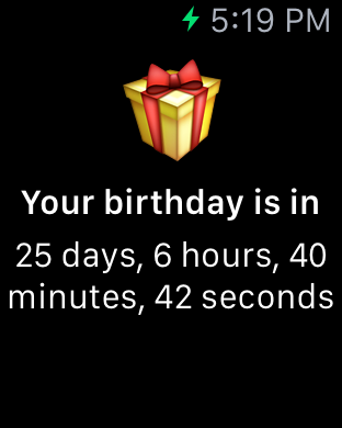 Birthday Countdown on Apple Watch
