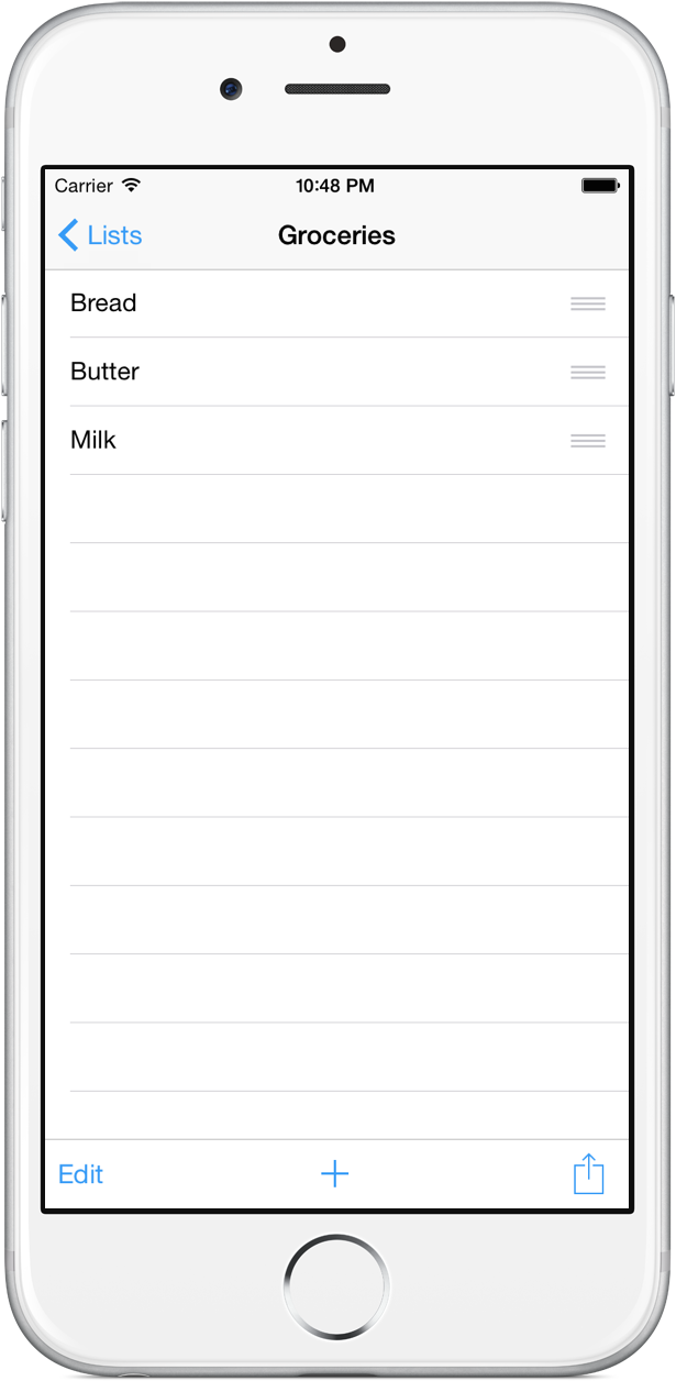 Grocery list on iPhone