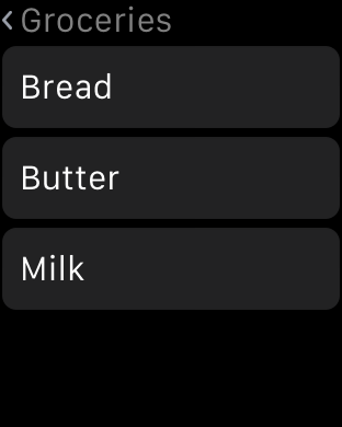 Grocery list on Apple Watch