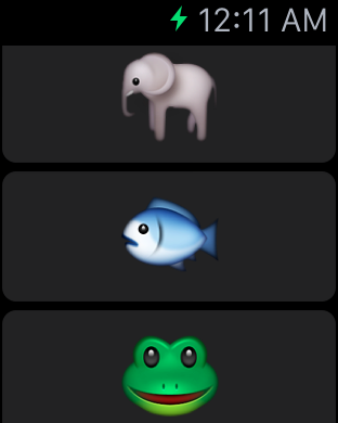 Spelling Bear with elephant, fish, & frog on Apple Watch