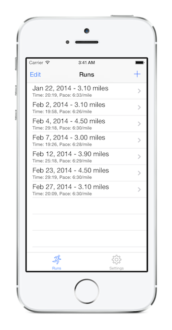 Treadmill Tracker run list